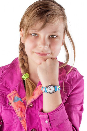 EVEREST Kids - Zegarek Ozdobiony Kolorowymi Serduszkami - Cudowny Prezent Dla Dziewczynki