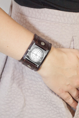 Zegarek Charles Delon - Brązowy Szeroki Pasek z Podkładką - Uniwersalny Model