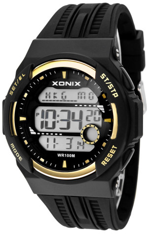 Męski I Młodzieżowy Zegarek XONIX - WR100M, 3x Interval Timer, 15x Lap Memory, World Time, 5x Single Alarm, 3x Daily Alarm, EL Light