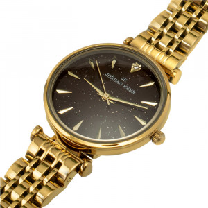 Zegarek Dla Niej - Damski - Na Bransolecie w Kolorze Złotym - Błyszcząca Tarcza - Wyraźne Indeksy 