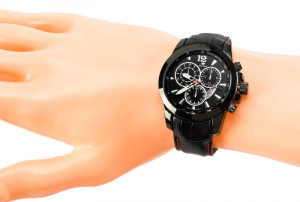 Duży Uniwesalny Zegarek Gino Rossi na Stylizowanym Skórzanym Pasku - Miedziane Indeksy 