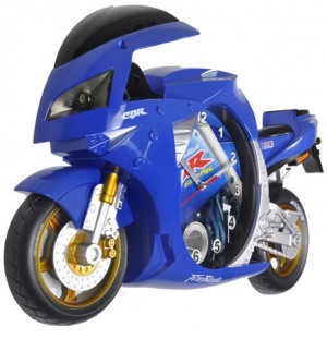 Zegar Ścienny w Kształcie Motocykla - Cichy Płynący Mechanizm - Motor Motocykl Ścigacz CBR - Kolor Niebieski