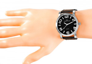 Uniwersalny Zegarek Na Skórzanym Pasku Jordan Kerr z Dużą Kopertą i Dużą Czytelną Tarczą - Kolor Piaskowy