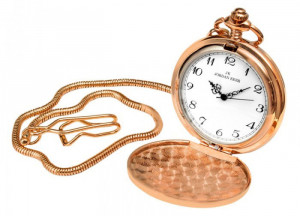Kieszonkowy Zegarek Na Łańcuszku z Zapięciem w Stylu Retro - Kolor Różowe Złoto / Rose Gold - Czytelna Tarcza z Dużymi Liczbami