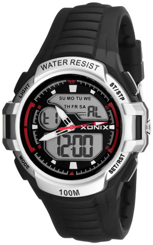 Zegarek Sportowy XONIX LCD/ANALOG WR100M Stoper, Timer, Alarm, 3x Czas - Męski I Dla Chłopaka