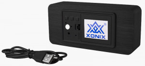 Elektroniczny Budzik Na Baterie XONIX w Drewnianej Obudowie - Lustrzany Wyświetlacz - 3 Niezależne Alarmy - Głosowa Aktywacja Podświetlenia – Termometr 
