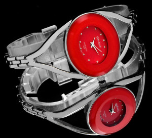 Awangardowy Zegarek Damski Na Subtelnej Bransoletce GR Z Mieniącym Się Kolorowym Okręgiem Na Tarczy - Na Każdą Okazję