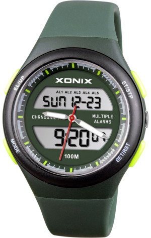 Zegarek XONIX DualTime WR100m - LCD + Wskazówki - Wielofunkcyjny - Damski / Młodzieżowy - Sportowy - Podświetlenie