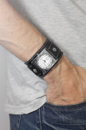 Zegarek Charles Delon - Czarny Szeroki Pasek z Podkładką - Uniwersalny Model