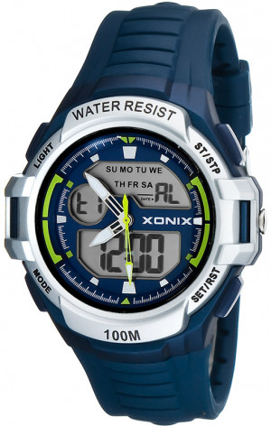 Zegarek Sportowy XONIX LCD/ANALOG WR100M Stoper, Timer, Alarm, 3x Czas - Męski I Dla Chłopaka