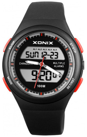 Zegarek XONIX DualTime WR100m - LCD + Wskazówki - Wielofunkcyjny - Damski / Młodzieżowy - Sportowy - Podświetlenie