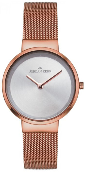 Minimalistyczny Zegarek Damski Jordan Kerr Na Bransolecie Typu Mesh - Kolor Rose Gold - Uniwersalny Dodatek