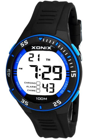 Duży Zegarek Sportowy XONIX WR 100M LCD - Stoper, Timer, Alarm, 2x Czas - Męski I Dla Chłopaka