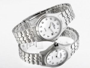 Zegarek Stalowy Na Bransolecie CHERMOND - Uniwersalny Model - Datownik - Srebrna Bransoleta, Biała Tarcza