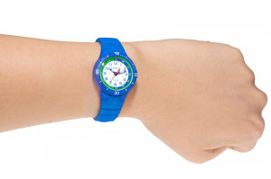 Mały Wskazówkowy Zegarek Dla Dziewczynki i Chłopca XONIX Wodoszczelny 100m - Czytelna Tarcza z Wyraźną Podziałką - Idealny Do Nauki Godzin - Kolor Niebieski