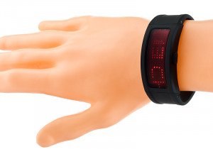 Duży Nowoczesny LED-owy Zegarek Chermond - Możliwość Zaprogramowania Wyświetlanego Tekstu - Syntetyczny Pasek - Antyalergiczny - Czerwony
