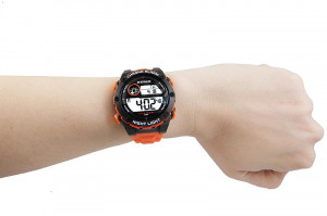 Uniwersalny Zegarek Cyfrowy XONIX - Wodoszczelny 100m - Wielofunkcyjny - Podświetlenie, Data, Budzik, Stoper 100 Międzyczasów + Pamięć Pomiarów - Syntetyczny Pasek - Antyalergiczny - POMARAŃCZOWY
