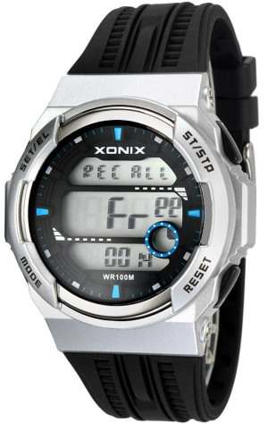 Męski I Młodzieżowy Zegarek XONIX - WR100M, 3x Interval Timer, 15x Lap Memory, World Time, 5x Single Alarm, 3x Daily Alarm, EL Light