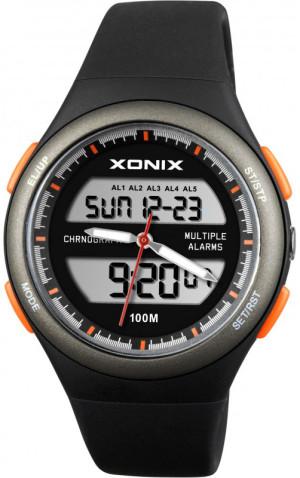 Zegarek XONIX DualTime WR100m - LCD + Wskazówki - Wielofunkcyjny - Damski / Młodzieżowy - Sportowy - Podświetlenie