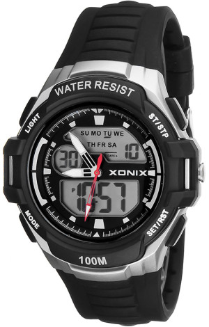 Zegarek Sportowy XONIX LCD/ANALOG WR100M Stoper, Timer, Alarm, 3x Czas - Męski I Dla Chłopaka