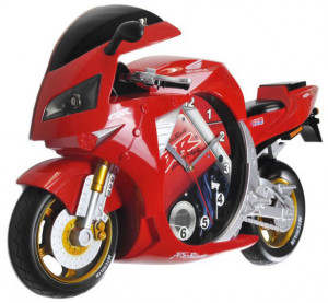 Zegar Ścienny w Kształcie Motocykla - Cichy Płynący Mechanizm - Motor Motocykl Ścigacz CBR - Kolor Czerwony