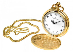 Kieszonkowy Zegarek Na Łańcuszku z Zapięciem w Stylu Retro - Kolor Złoty - Czytelna Tarcza z Dużymi Liczbami