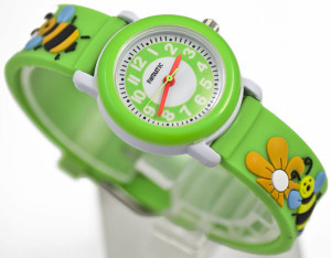 Zielony Zegarek Dziecięcy Dla Dziewczynki I Chłopca FANTASTIC - Ozdobiony Pszczółkami