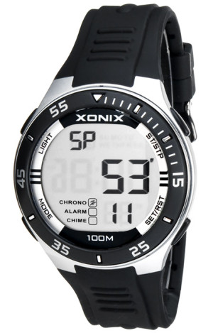 Duży Zegarek Sportowy XONIX WR 100M LCD - Stoper, Timer, Alarm, 2x Czas - Męski I Dla Chłopaka