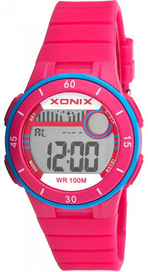 Różowy Zegarek Sportowy XONIX 100M - Stoper, Timer, Alarm, 2 x Czas, Podświetlenie - Damski I Młodzieżowy