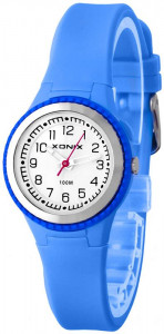 Zgrabny Antyalergiczny Zegarek XONIX Damski i Dla Dziecka - Wodoszczelny 100m - Analogowy z Podświetleniem - Niebieski