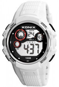 Duży Zegarek Męski i Młodzieżowy XONIX - Sportowy - Rozmiar L - Wiele Funkcji, WR100M, Gruby Pasek - Biały