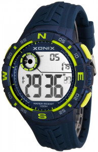 Lekki Sportowy Zegarek XONIX - Uniwersalny - Wodoodporny, Alarm, Stoper 100 Międzyczasów - Syntetyczny Pasek - Granatowy