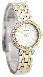 Mały Gustowny Damski Zegarek Gino Rossi Na Bansolecie - Złote Indeksy + Swarovski Crystals 