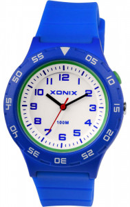 Wskazówkowy Zegarek z Podświetlaną Tarczą XONIX - Dziecięcy / Damski - Wyraźne Oznaczenia Godzinowe - Wodoodporny 100m - Kolor Niebieski
