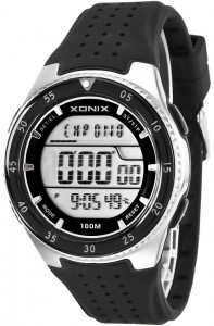 Duży Wielofunkcyjny Zegarek Sportowy XONIX - 15x Lap Memory, 3x Interval Timer, World Time, 8x Alarm, WR100M - Męski i Młodzieżowy