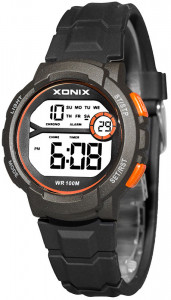 Wielofunkcyjny Zegarek Sportowy XONIX Wodoszczelny 100m - Uniwersalny Model - Data, Stoper, Alarm, Timer, 2x Czas - Elektroniczny z Podświetleniem - Czarny