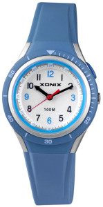 Mały Dziecięcy Zegarek XONIX - Wskazówkowy z Podświetlaną Tarczą - Wodoszczelny - Silikonowy Pasek - Niebieski