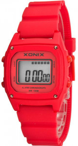Perfekcyjny XONIX - Uniwersalny Zegarek Sportowy - Wiele Funkcji - Antyalergiczny - Syntetyczny Pasek - Czerwony