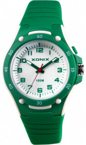 Mały Wodoszczelny 100m Zegarek XONIX - Wskazówkowy z Podświetlaną Tarczą - Dziecięcy / Damski - Wszystkie Cyfry Czytelny - Antyalergiczny – Zielony