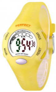 Sportowy Żółty Zegarek Elektroniczny PERFECT Dla Chłopca i Dziewczynki - Wielofunkcyjny - Stoper - Budzik - Podświetlenie