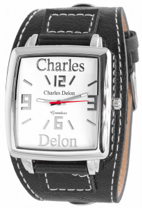 Męski Oldschoolowy Zegarek Charles Delon Na Przeszytym Pasku z Podkładką