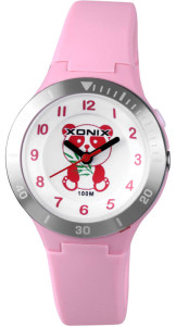 Zegarek XONIX Dla Dziewczynki - Wskazówkowy - Do Nauki Godzin - Podświetlana Tarcza z Pandą - Wodoodporny - Kolor Różowy 