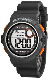 Sportowy, Uniwersalny Zegarek Xonix - Wielofunkcyjny - Data, Alarm, Stoper, Timer, Druga Strefa Czasowa, Podświetlenie, Format Czasu, Wodoodporny WR100m - Szary