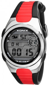 Zegarek Xonix - Uniwersalny - Wodoodporny WR100m - Data, Alarm, Stoper, Timer - Antyalergiczny - Czarno Czerwony