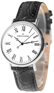 Klasyczny Zegarek Uniwersalny Jordan Kerr - Godziny Oznaczone Rzymskimi Cyframi - Prosta Przejrzysta Tarcza - Skórzany Tłoczony Pasek