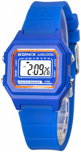 Mały Klasyczny Zegarek Elektroniczny XONIX - Dziecięcy i Damski - Wodoszczelny 100m - Sportowy - Wielofunkcyjny - Niebieski