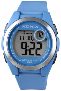 Cyfrowy Zegarek XONIX - Uniwersalny Model - Sportowy - WR100m - Podświetlenie - Stoper - Timer - Budzik - Datownik - Kolor Niebieski