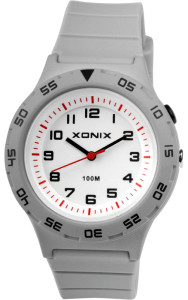 Wskazówkowy Zegarek z Podświetlaną Tarczą XONIX - Dziecięcy / Damski - Wyraźne Oznaczenia Godzinowe - Wodoodporny 100m - Kolor Szary
