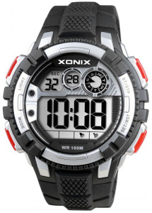 Duży Wytrzymały Zegarek XONIX - Męski i Chłopięcy Młodzieżowy - Sportowy - Elektroniczny - Wielofunkcyjny - LCD z Podświetleniem - Wodoodporny 100m