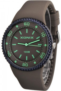 Uniwersalny Zegarek Sportowy XONIX - Analogowy, Wodoodporny WR100m - Syntetyczny Pasek - Antyalergiczny - Pudełko - Brązowy